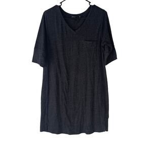 Prana Size Medium Gray T Shirt V Neck Dress Organic‎ Cotton Casual Sustainable